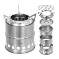 Lixada Round Portable Camping Stove, Stainless Steel Alcohol and Wood Stove