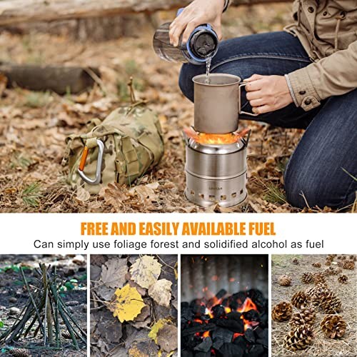 Lixada Round Portable Camping Stove, Stainless Steel Alcohol and Wood Stove-2