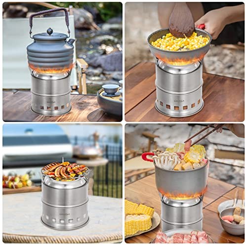 Lixada Round Portable Camping Stove, Stainless Steel Alcohol and Wood Stove-7