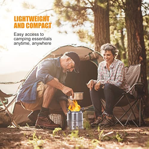 Lixada Round Portable Camping Stove, Stainless Steel Alcohol and Wood Stove-8