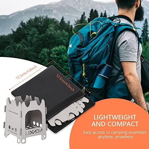 Lixada Titanium Folding Wood Camping Stove, Ultralight Portable-1
