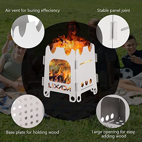 Lixada Titanium Folding Wood Camping Stove, Ultralight Portable-2
