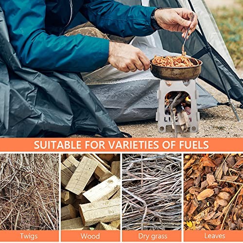 Lixada Titanium Folding Wood Camping Stove, Ultralight Portable-3