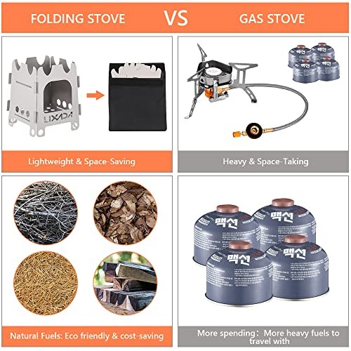 Lixada Titanium Folding Wood Camping Stove, Ultralight Portable-4