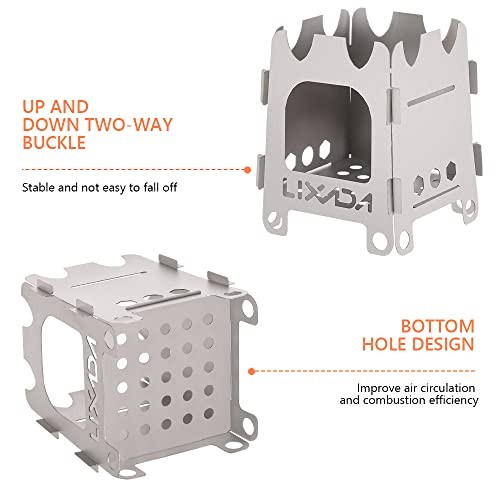 Lixada Titanium Folding Wood Camping Stove, Ultralight Portable-5