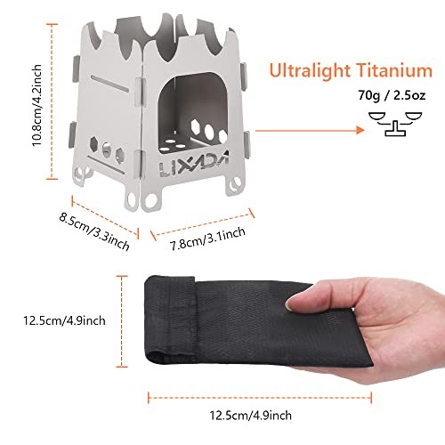 Lixada Titanium Folding Wood Camping Stove, Ultralight Portable-6