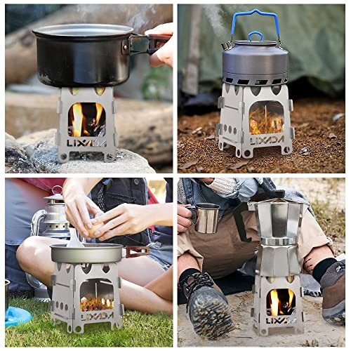 Lixada Titanium Folding Wood Camping Stove, Ultralight Portable-7