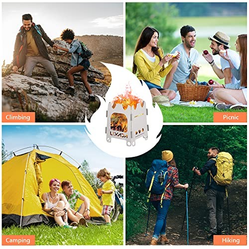 Lixada Titanium Folding Wood Camping Stove, Ultralight Portable-8