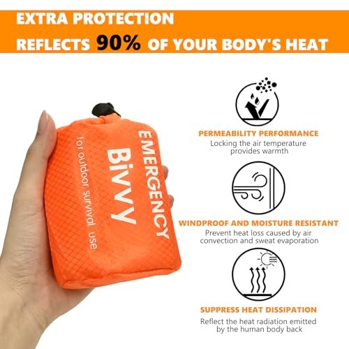 Makoto Nobu Emergency Sleeping Bag Bivvy Bag with Whistle and Compass-2