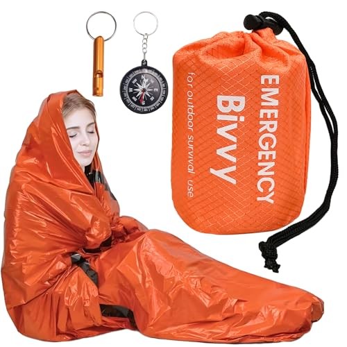 Makoto Nobu Emergency Sleeping Bag Bivvy Bag with Whistle and Compass