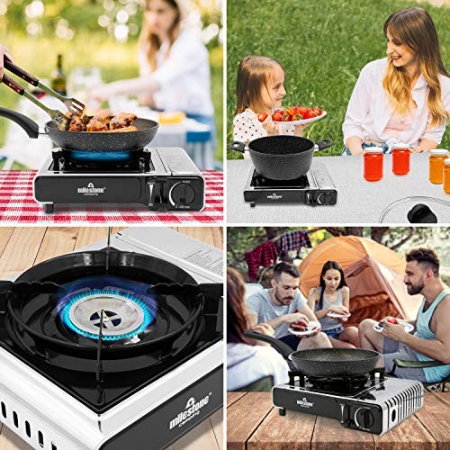 Milestone Camping 18949 Portable Gas Camping Stove with Carry Case, Grey-1