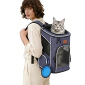 morpilot Grey Cat Backpack for Cats and Small Dogs, 7 kg, Foldable Pet Carrier with Inner Safety Lead and Shell