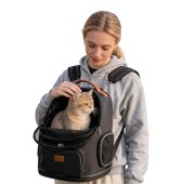 morpilot Interactive Dual-Use Pet Rucksack Cat Carrier Backpack, expandable, breathable, Midnight Ash, 36 cm L x 30 cm W x 39 cm H, up to 11.3 kg