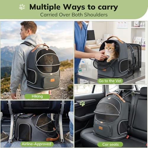 morpilot Interactive Dual-Use Pet Rucksack Cat Carrier Backpack, expandable, breathable, Midnight Ash, 36 cm L x 30 cm W x 39 cm H, up to 11.3 kg-3