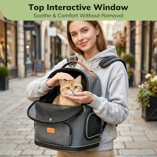 morpilot Interactive Dual-Use Pet Rucksack Cat Carrier Backpack, expandable, breathable, Midnight Ash, 36 cm L x 30 cm W x 39 cm H, up to 11.3 kg-4