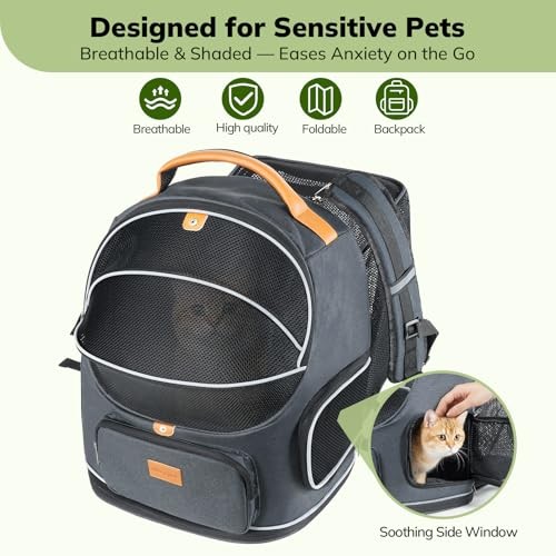 morpilot Interactive Dual-Use Pet Rucksack Cat Carrier Backpack, expandable, breathable, Midnight Ash, 36 cm L x 30 cm W x 39 cm H, up to 11.3 kg-5