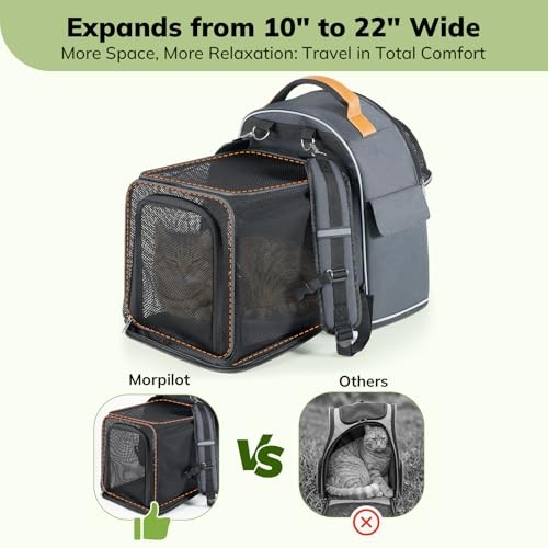 morpilot Interactive Dual-Use Pet Rucksack Cat Carrier Backpack, expandable, breathable, Midnight Ash, 36 cm L x 30 cm W x 39 cm H, up to 11.3 kg-7