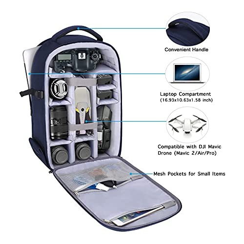 MOSISO Camera Backpack for DSLR, SLR and Mirrorless Cameras, 15 to 16 inch, Waterproof Hardshell, Tripod Holder and Laptop Compartment, Navy Blue-1
