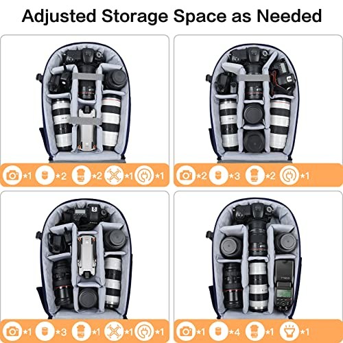 MOSISO Camera Backpack for DSLR, SLR and Mirrorless Cameras, 15 to 16 inch, Waterproof Hardshell, Tripod Holder and Laptop Compartment, Navy Blue-2