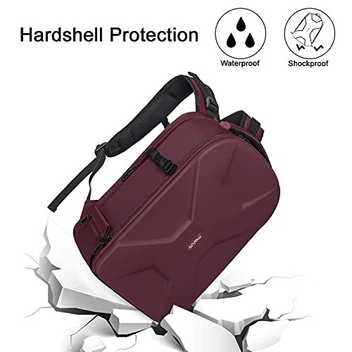 MOSISO Camera Backpack for DSLR, SLR and Mirrorless Cameras, 15 to 16 inch Laptop Compartment, Waterproof Hardshell, Wine Red-3