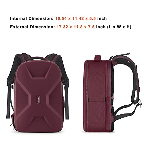 MOSISO Camera Backpack for DSLR, SLR and Mirrorless Cameras, 15 to 16 inch Laptop Compartment, Waterproof Hardshell, Wine Red-7