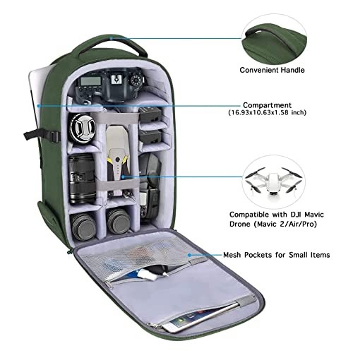 MOSISO Camera Backpack for DSLR, SLR and Mirrorless Cameras, 15 to 16 inch Laptop Compartment, Waterproof Hardshell Case, Army Green-1