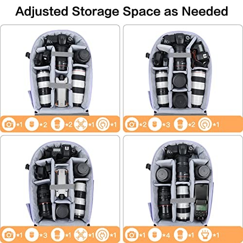 MOSISO Camera Backpack for DSLR, SLR and Mirrorless Cameras with Laptop Compartment, Tripod Holder, Lavender Gray-2