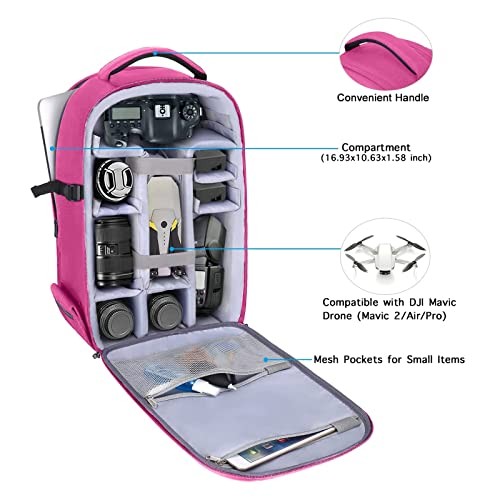 MOSISO camera backpack for DSLR, SLR and mirrorless cameras with laptop compartment, tripod holder, Rose Red-1