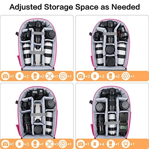 MOSISO camera backpack for DSLR, SLR and mirrorless cameras with laptop compartment, tripod holder, Rose Red-2