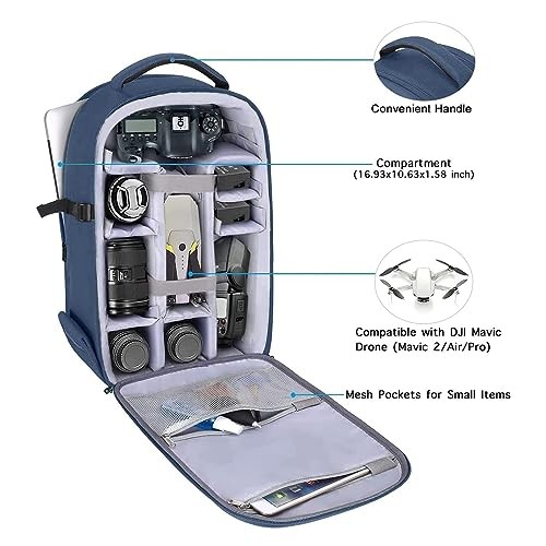 MOSISO Camera Backpack for DSLR, SLR and Mirrorless Cameras, 15 to 16 Inch Waterproof Hardshell Case with Tripod Holder and Laptop Compartment, Steel Blue-1