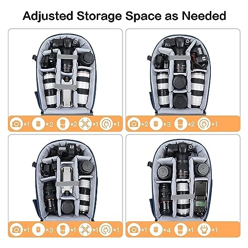 MOSISO Camera Backpack for DSLR, SLR and Mirrorless Cameras, 15 to 16 Inch Waterproof Hardshell Case with Tripod Holder and Laptop Compartment, Steel Blue-2