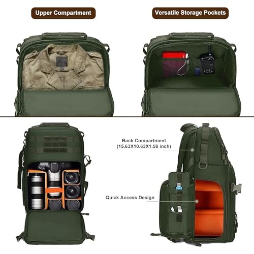 MOSISO Army Green Camera Backpack for DSLR, SLR and Mirrorless Cameras with 15-16 inch Laptop Compartment-4