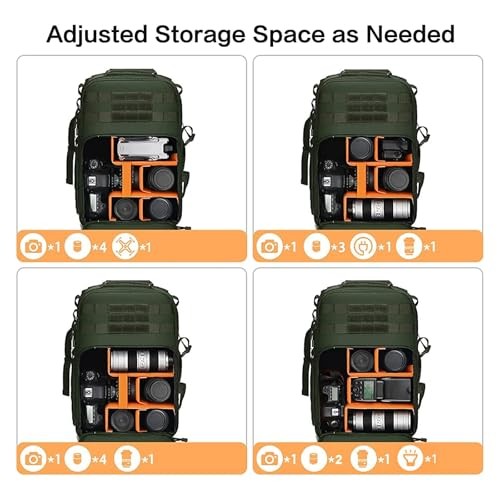 MOSISO Army Green Camera Backpack for DSLR, SLR and Mirrorless Cameras with 15-16 inch Laptop Compartment-6