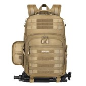 MOSISO Khaki Camera Backpack with Tripod Holder and 15-16 inch Laptop Compartment