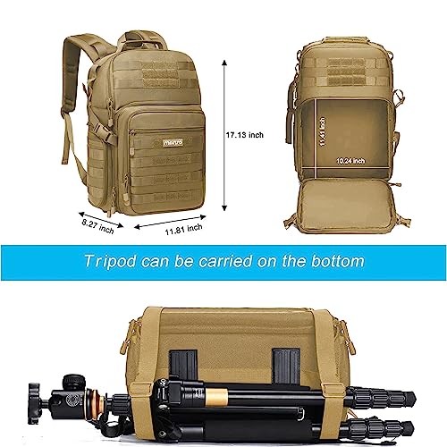 MOSISO Khaki Camera Backpack with Tripod Holder and 15-16 inch Laptop Compartment-2