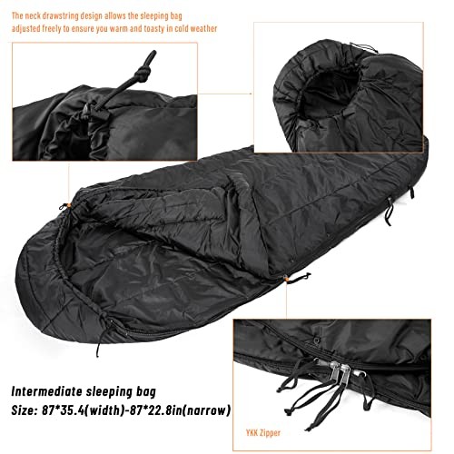 MT Army Military Modular Sleeping Bag System with Bivy Cover, Coyote-3