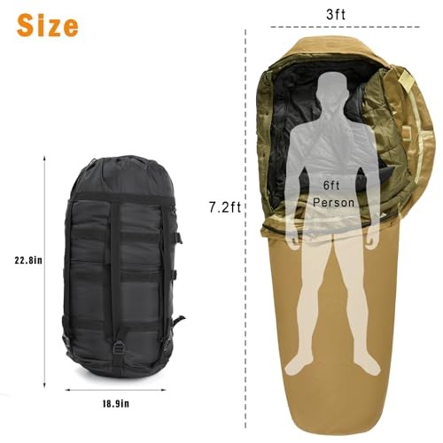 MT Army Military Modular Sleeping Bag System with Bivy Cover, Coyote-5