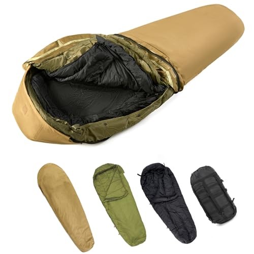 MT Army Military Modular Sleeping Bag System with Bivy Cover, Coyote