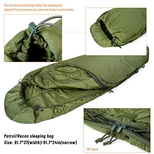 MT Army Military Modular Sleeping Bag System with Bivy Cover, Woodland-2