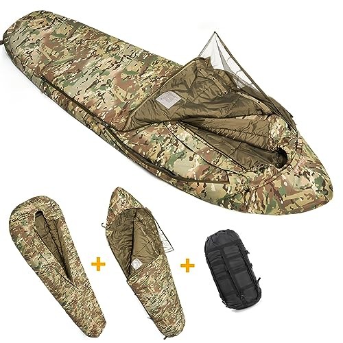 MT Rifleman Sleeping System, Multicam, modular Defence 4 and Tropen mummy sleeping bags with bivy cover and compression sack