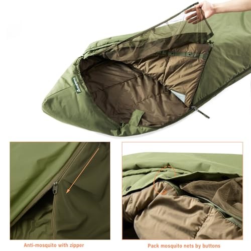 MT Defence 4 and Tropen Patrol mummy sleeping bag system with bivy cover and compression sack, size L, camouflage-2