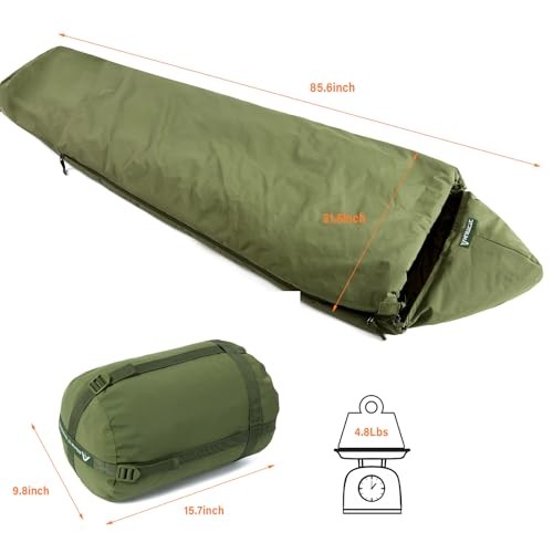 MT Defence 4 and Tropen Patrol mummy sleeping bag system with bivy cover and compression sack, size L, camouflage-4