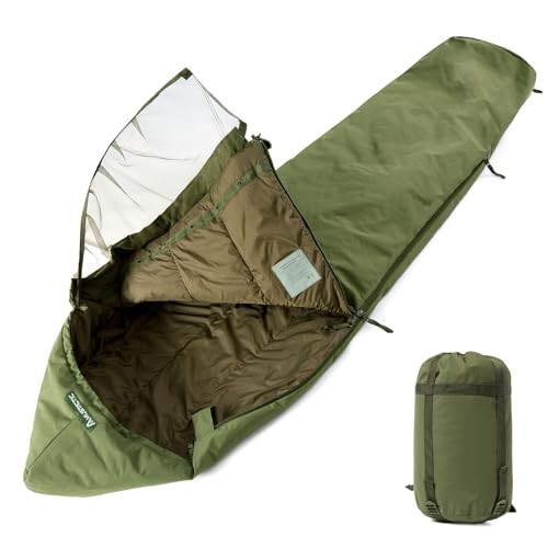 MT Defence 4 and Tropen Patrol mummy sleeping bag system with bivy cover and compression sack, size L, camouflage