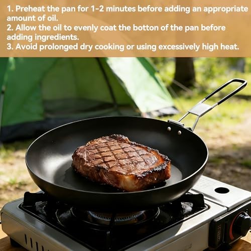 Natudeco Camping Frying Pan with Foldable Handle, Non-Stick Skillet-1