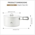 Naturehike Camping Cookware Kit with 2.8L Pot, 7.5in Frying Pan and 0.8L Kettle
