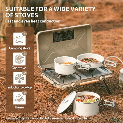 Naturehike Camping Cookware Kit with 2.8L Pot, 7.5in Frying Pan and 0.8L Kettle-5