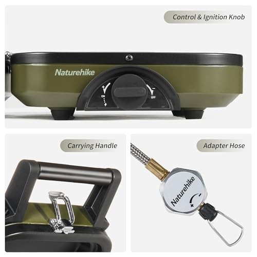 Naturehike Folding 2-Burner Camping Gas Stove, Black - Standard-4