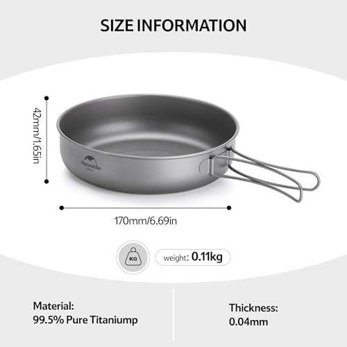 Naturehike Titanium Frying Pan, 17cm, Foldable Handle-1