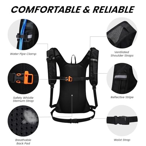 Nepest Hydration Pack Backpack with 2L Water Bladder, Black-4