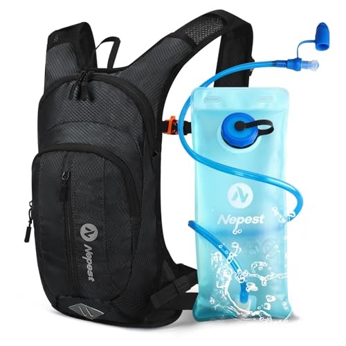 Nepest Hydration Pack Backpack with 2L Water Bladder, Black